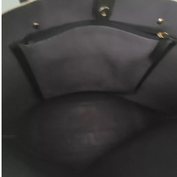 Cole Haan tote bag large cream & navy w/ removable interior pocket Vegan Leather - Picture 8 of 10